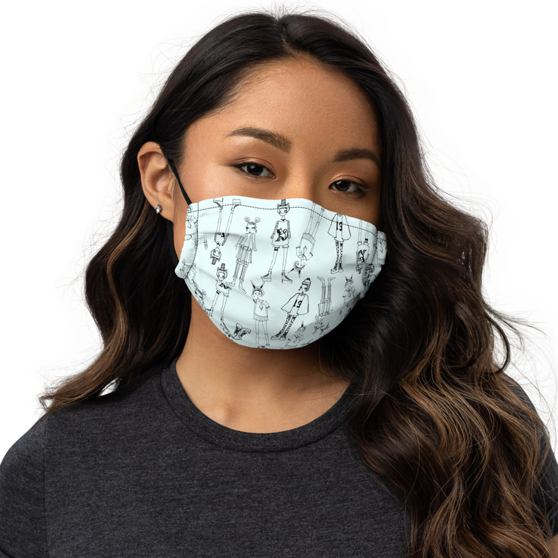 All-Over Print "Tokyo Girls" Face Mask (Light Blue)