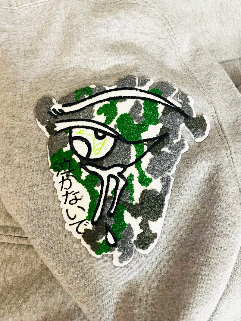Camo Don't Cry Zip-up Sweat Hoodie (Heather Grey)