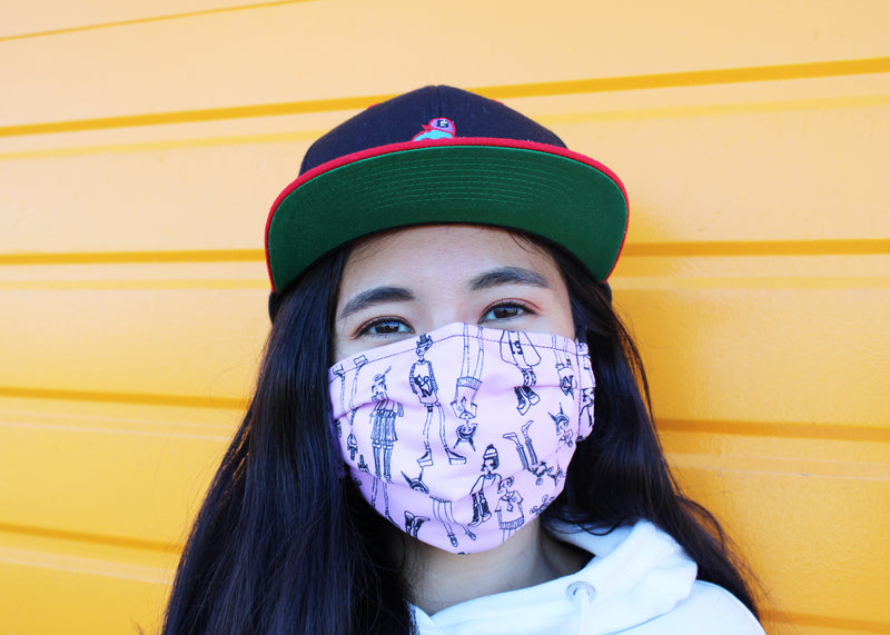 All-Over Print "Tokyo Girls" Face Mask (pink)