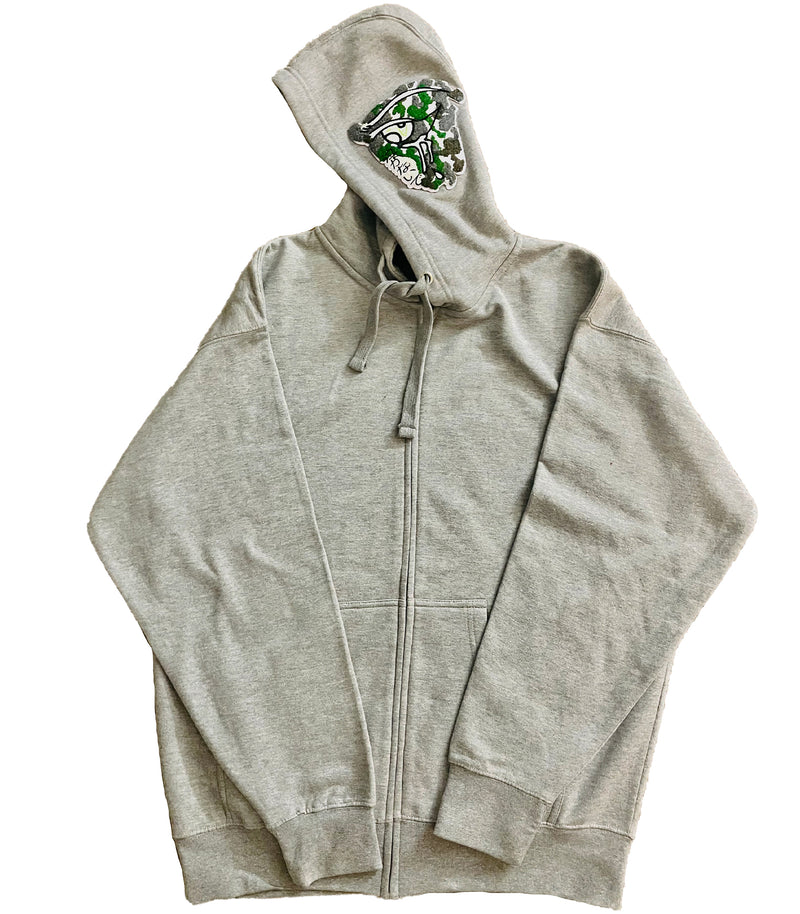 Camo Don't Cry Zip-up Sweat Hoodie (Heather Grey)