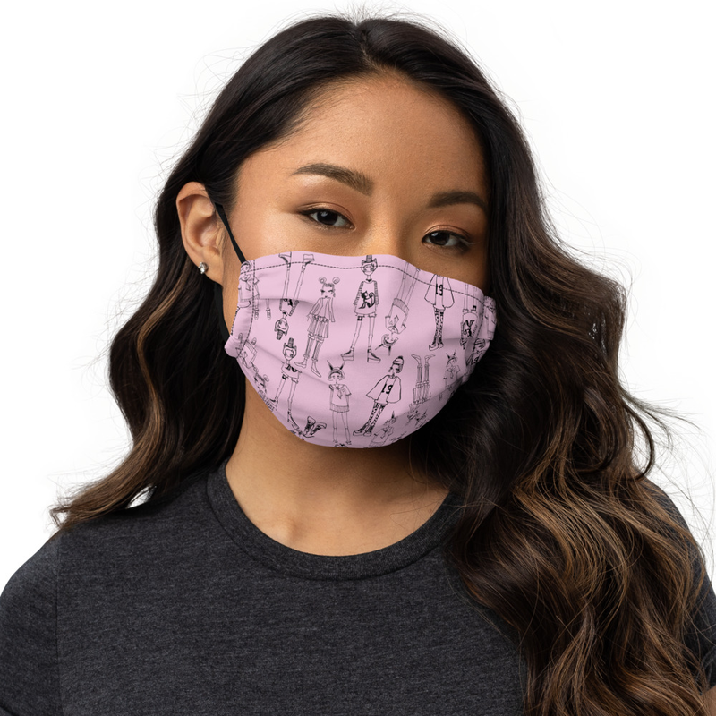 All-Over Print "Tokyo Girls" Face Mask (pink)